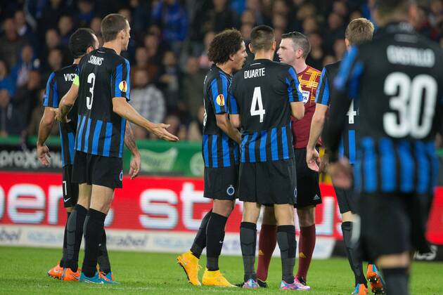 - BRUGGE, BELGIUM: Club s players pictured during a game between Belgian soccer team Club Brugge and Danish team FC Kobenhavn, Thursday 23 October 2014, in Brugge stadium. It is the third day of the group stage of the UEFA Europa League competition, in group B. KURTxDESPLENTER premiumd 20146065