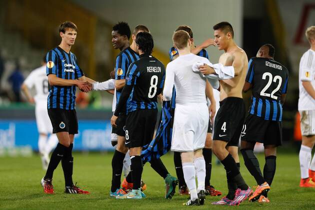 - BRUGGE, BELGIUM: Club s players pictured after a game between Belgian soccer team Club Brugge and Danish team FC Kobenhavn, Thursday 23 October 2014, in Brugge stadium. It is the third day of the group stage of the UEFA Europa League competition, in group B. BRUNOxFAHY 001 premiumd Aufmac20235788