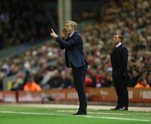 Swansea s Gary Monk in action League Cup Fourth Round- Liverpool vs Swansea City - Anfield - England - 28th October 2014 - Picture David Klein Sportimage EDITORIAL USE ONLY. No use with unauthorised audio, video, data, fixture lists, club league logos or live services. Online in-match use limited to 120 images, no video emulation. No use in betting, games or single club league player publications.