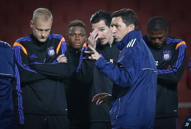 Anderlecht s head coach Besnik Hasi pictured at a training session of Belgian soccer team RSCA Anderlecht in the Emirates stadium in London, England, Monday 03 November 2014. VIRGINIExLEFOUR  premiumd 35083