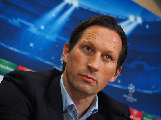 ST. PETERSBURG, RUSSIA. NOVEMBER 3, 2014. Bayer Leverkusen s head coach Roger Schmidt looks on during a press conference  premiumd RE153C87
