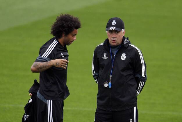 Real Madrid training session Carlo Ancelotti and Marcelo. xBEATRIZxGUZMANx 