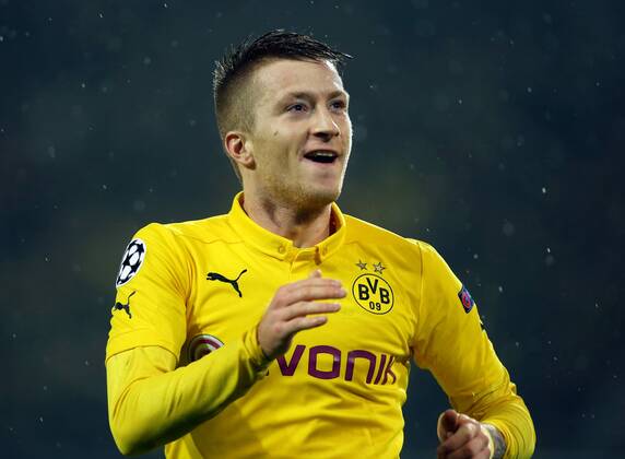 Aktuell Fussball, Champions League, Borussia Dortmund - Galatasaray Istanbul Marco Reus Jubel Freude Emotion nach Tor zum 1:0 BvB Borussia Dortmund - Galatasaray Istanbul Championsleague Gruppenphase 04.11.2014 Fußball Fussball Signal Iduna Park Dortmund Herren Saison 2014 2015