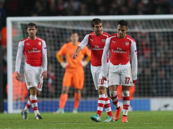 Aktuell Fussball, Champions League, FC Arsenal - RSC Anderlecht Arsenal s Mathieu Flamini looks on dejected after Anderlecht s second goal - Champions League Group D - Arsenal vs Anderlecht- Emirates Stadium - London - England - 4th November 2014 - Picture David Klein Sportimage EDITORIAL USE ONLY. No use with unauthorised audio, video, data, fixture lists, club league logos or live services. Online in-match use limited to 120 images, no video emulation. No use in betting, games or single club league player publications.