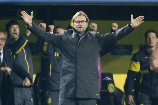 Aktuell Fussball, Champions League, FC Arsenal - RSC Anderlecht Trainer Jürgen Klopp (Borussia Dortmund) beim Torjubel nach dem Treffer zum 3:1 Borussia Dortmund vs Galatasaray Istanbul, Fussball, Champions League, 04.11.2014 EP_JSE