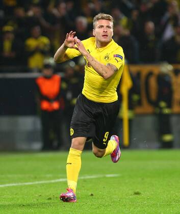Dienstag 04.11.2014, Saison 2014 2015, UEFA Champions League, 4. Spieltag im Signal Iduna Park, BVB Borussia Dortmund - Galatasaray Istanbul 4:1, Dortmunder Torjubel zum 3:1, Torschütze Ciro Immobile (BVB)