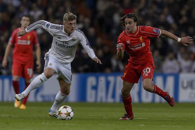 Real Madrid - Liverpool FC . In this picture, Toni Kroos and Lazar Markovic. xDIEGOxGxSOUTOx 