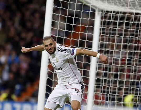Real Madrid - Liverpool FC . In this picture, Karim Benzema celebrates his goal. xBEATRIZxGUZMANx 