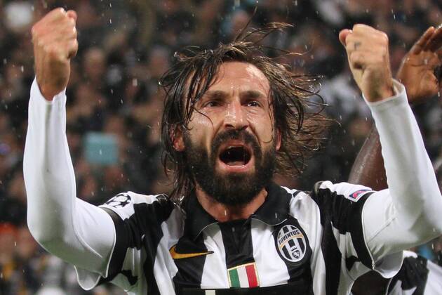 Aktuell Fussball, Champions League, Juventus Turin - Olympiakos Piraeus 4 Nov. 4, 2014 - Turin, Italy - Juventus midfielder Andrea Pirlo (21) scores his goal and celebrates Juventus Turin - Olympiakos Piräus  - ZUMAn230