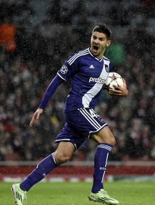 Aktuell Fussball, Champions League, FC Arsenal - RSC Anderlecht Alexandar Mitrovic of RSC Anderlecht FOOTBALL : Arsenal vs Anderlecht - Ligue des Champions - 04 11 2014 PhotoNews Panoramic 