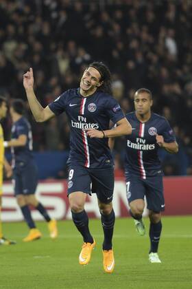 Aktuell Fussball, Champions League, Paris St. Germain - Apoel Nikosia Torjubel Edinson Cavani (PSG) - Paris St Germain (PSG) vs APOEL Nikosia FC - 05 11 2014 JBAutissier 