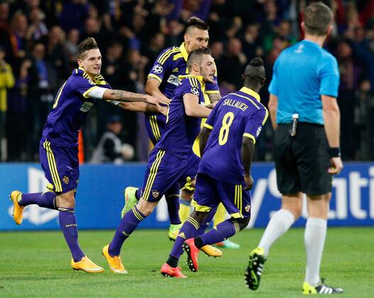 SOCCER - CL, Maribor vs Chelsea MARIBOR,SLOVENIA,05.NOV.14 - SOCCER - UEFA Champions League, group stage, NK Maribor vs Chelsea FC. Image shows the rejoicing of Agim Ibraimi (Maribor). 
