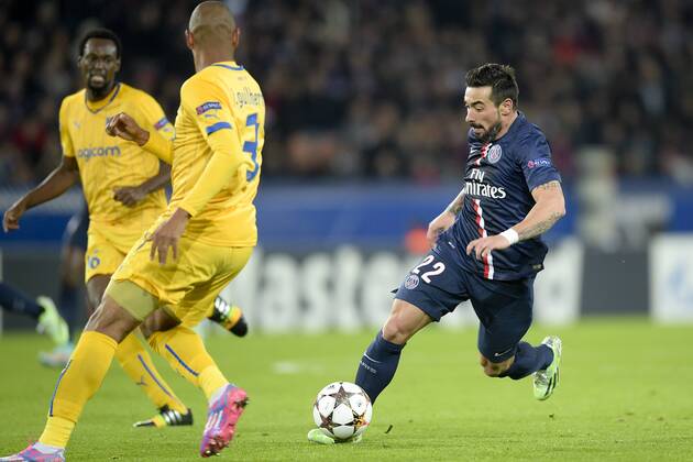 Aktuell Fussball, Champions League, Paris St. Germain - Apoel Nikosia 2 Ezequiel Lavezzi (PSG) FOOTBALL : PSG vs Apoel FC - Ligue des Champions - 05 11 2014 JBAutissier Panoramic 