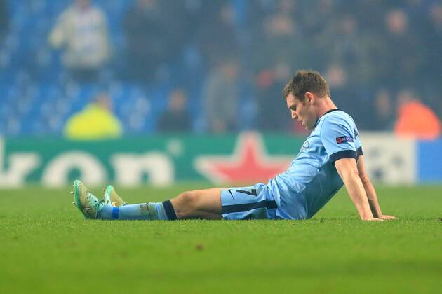 Aktuell Fussball, Champions League, Manchester City - ZSKA Moskau 4 James Milner of Manchester City looks dejected - Manchester City vs. CSKA Moscow - UEFA Champions League - Etihad Stadium - Manchester - 05 11 2014 Pic Philip Oldham Sportimage EDITORIAL USE ONLY. No use with unauthorised audio, video, data, fixture lists, club league logos or live services. Online in-match use limited to 120 images, no video emulation. No use in betting, games or single club league player publications.