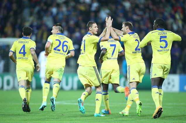 PXL_NK Maribor Chelsea FC 05.11.2014., stadium Ljudski vrt, Maribor, Slovenia - UEFA Champions League, Group G, Matchday 4, NK Maribor - Chelsea FC. Cesc Fabregas, John Terry, Nemanja Matic, Branislav Ivanovic, Kurt Zouma. SanjinxStrukic PIXSELL
