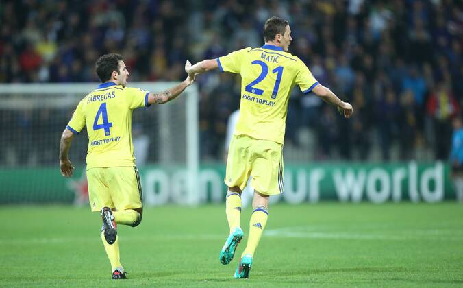 PXL_NK Maribor Chelsea FC 05.11.2014., stadium Ljudski vrt, Maribor, Slovenia - UEFA Champions League, Group G, Matchday 4, NK Maribor - Chelsea FC. Cesc Fabregas, Nemanja Matic.  SanjinxStrukic PIXSELL