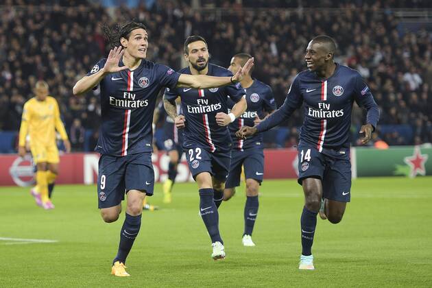 joie d Edinson Cavani (PSG) apres son but FOOTBALL : PSG vs Apoel FC - Ligue des Champions - 05 11 2014 JBAutissier Panoramic 