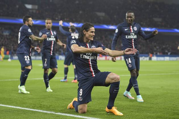 joie d Edinson Cavani (PSG) apres son but FOOTBALL : PSG vs Apoel FC - Ligue des Champions - 05 11 2014 JBAutissier Panoramic 