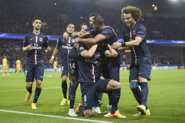 joie d Edinson Cavani (PSG) apres son but FOOTBALL : PSG vs Apoel FC - Ligue des Champions - 05 11 2014 JBAutissier Panoramic 