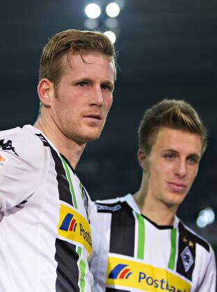 Mönchengladbach, 02.11.2014, Borussia Park Andre Hahn (BMG), Patrick Herrmann (BMG) VfL Borussia Mönchengladbach - TSG Hoffenheim mm