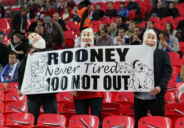 England fans hold up a banner for Wayne Rooney - International European Qualifier - England - - Wembley Stadium - London - England - 15th November 2014 - Picture DavidxKlein Sportimage EDITORIAL USE ONLY. No use with unauthorised audio, video, data, fixture lists, club league logos or live services. Online in-match use limited to 120 images, no video emulation. No use in betting, games or single club league player publications.
