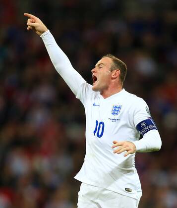 Wayne Rooney of England barks orders - England vs. Slovenia - UEFA Euro 2016 Qualifying - Wembley Stadium - London - 15 11 2014 Pic Philip Oldham Sportimage EDITORIAL USE ONLY. No use with unauthorised audio, video, data, fixture lists, club league logos or live services. Online in-match use limited to 120 images, no video emulation. No use in betting, games or single club league player publications.