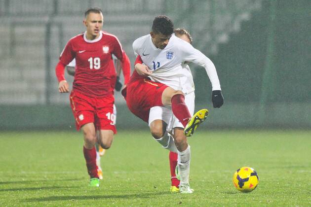 17.11.2014, Gdansk , Football International friendly , Under-18 Match , Poland - England: Dominic Solanke (ENG)  20141117_awj_286