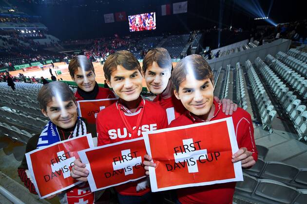 Fans Roger Federer (SUI) Illustration Davis Cup Daviscup (DavisCUP) - Lille 23 11 2014 Tennismagx 