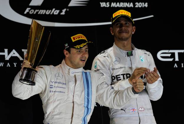 Lewis Hamilton; Mercedes Grand Prix, Sieg vor Felipe Massa, Williams F1 Team, formula 1 GP, Abu Dhabi, Yas Marina Circuit, VAE, 23.11.2014 Photo:mspb Lukas Gorys Podium, formula 1 GP, Abu Dhabi,