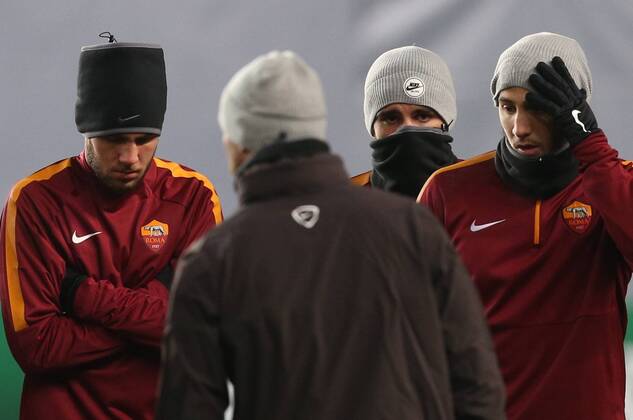 MOSCOW REGION, RUSSIA. NOVEMBER 24, 2014. AS Rom s players training Moscow at Arena Khimki Stadium.  RE155AB4