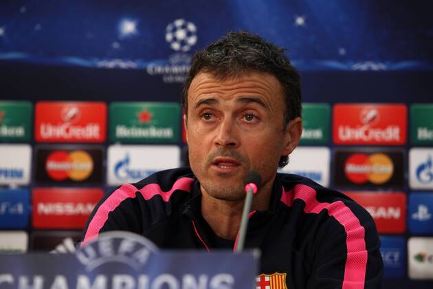 Aktuell Fußball, Champions League, Pk FC Barcelona Barcelona s coach Luis Enrique takes part in a press conference in Nicosia on November 24, 2014