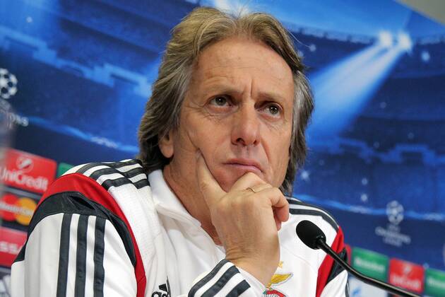 ST. PETERSBURG, RUSSIA. NOVEMBER 25, 2014. SL Benfica Lisbon manager Jorge Jesus looks on during a press conference on the upcoming UEFA Champions League group stage football match  RE155BFD