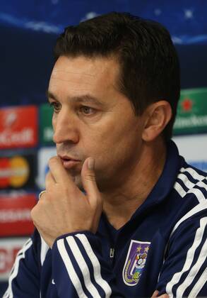 Anderlecht s head coach Besnik Hasi pictured during a press conference of Belgian soccer team RSCA RSC Anderlecht, in Brussels, Tuesday 25 November 2014. UEFA Champions League VIRGINIExLEFOUR  x04508850x