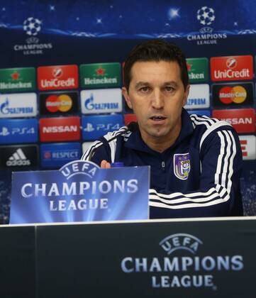 Anderlecht s head coach Besnik Hasi pictured during a press conference of Belgian soccer team RSCA RSC Anderlecht, in Brussels, Tuesday 25 November 2014. UEFA Champions League VIRGINIExLEFOUR  x04508853x