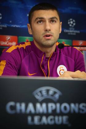 - BRUSSELS, BELGIUM: Galatasaray s Burak Yilmaz pictured during a press conference of Turkish soccer team Galatasaray, in Brussels, Tuesday 25 November 2014. Tomorrow Galatasaray is playing against Belgian team RSCA Anderlecht on day 5 of the group stage of the UEFA Champions League competition, in group D. VIRGINIExLEFOUR  x04508917x