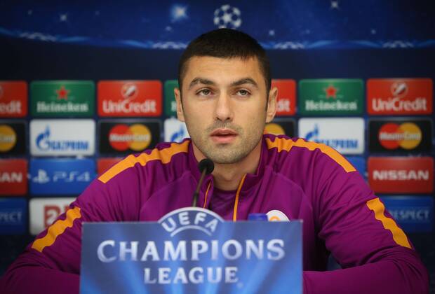 - BRUSSELS, BELGIUM: Galatasaray s Burak Yilmaz pictured during a press conference of Turkish soccer team Galatasaray, in Brussels, Tuesday 25 November 2014. Tomorrow Galatasaray is playing against Belgian team RSCA Anderlecht on day 5 of the group stage of the UEFA Champions League competition, in group D. VIRGINIExLEFOUR  x04508919x