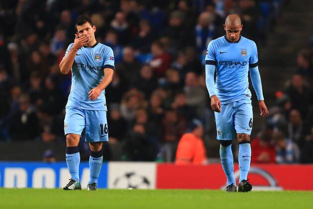 Sergio Kun Aguero of Manchester City looks dejected - Manchester City vs. Bayern Munich - UEFA Champion s League - Etihad Stadium - Manchester - 25 11 2014 Pic Philip Oldham Sportimage EDITORIAL USE ONLY. No use with unauthorised audio, video, data, fixture lists, club league logos or live services. Online in-match use limited to 120 images, no video emulation. No use in betting, games or single club league player publications.