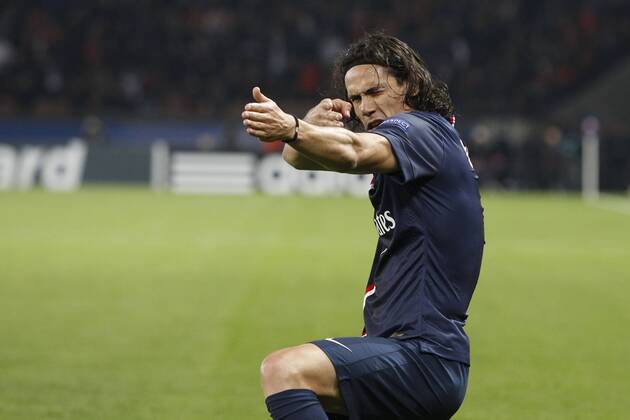 Edinson Cavani (PSG) et equipe FOOTBALL : Paris Saint Germain vs AJAX Amsterdam - Champions League - 25 11 2014 GwendolineLeGoff Panoramic 