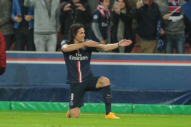 joie Edinson Cavani apres son but (PSG) FOOTBALL : PSG vs Ajax - Champion s League - 25 11 2014 N.LeGouic FEP Panoramic 