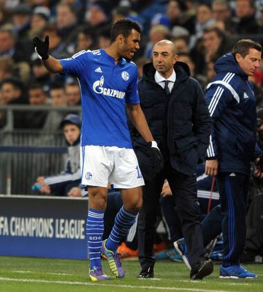 Championsleague: FC Schalke 04 - FC Chelsea 25.11.2014. Trainer Roberto Di Matteo und Eric Maxim Choupo-Moting. HM