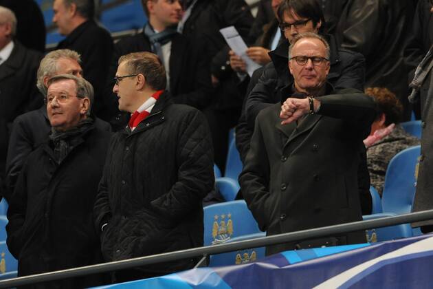 Fussball Champions League Vorrunde 5. Spieltag Manchester City - FC Bayern München am 25.11.2014 im Etihad Stadium in Manchester Karl-Heinz Rummenigge ( Vorstand München )