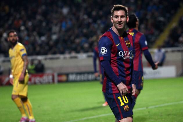 Aktuell Fussball, Champions League, Apoel Nikosia - FC Barcelona Barcelona s Argentinian forward Lionel Messi reacts during their UEFA Champions League group F football match against Apoel at GSP Stadium in the Cypriot capital Nicosia on November 25, 2014.