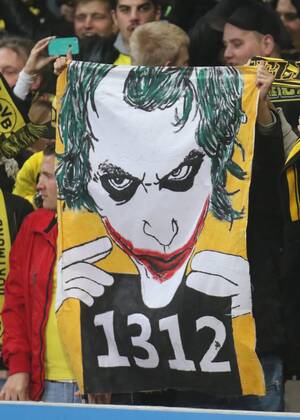 Football - 2014 2015 Champions League - Group D:. Borussia Dortmund, Dortmund fans at The Emirates Stadium  ARS_DOR