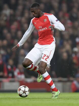 FUSSBALL CHAMPIONS LEAGUE SAISON 2014 2015 VORRUNDE Arsenal London - Borussia Dortmund 26.11.2014 Yaya Sanogo (Arsenal) am Ball 