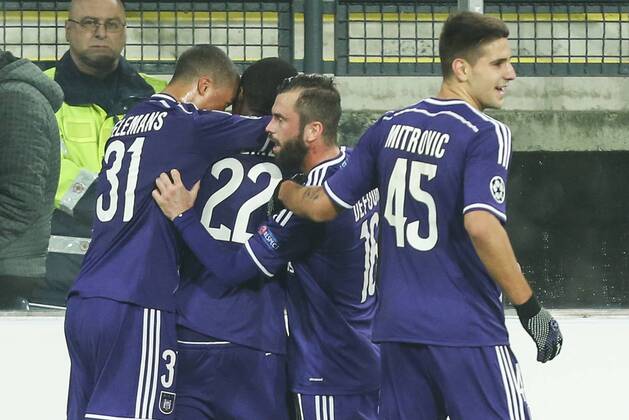 - BRUSSELS, BELGIUM: Anderlecht s Youri Tielemans, Anderlecht s Chancel Mbemba, Anderlecht s Frank Acheampong and Anderlecht s Alexandar Mitrovic pictured during a game between Belgian soccer team RSCA Anderlecht and Turkish team Galatasaray, in Brussels, in the Constant Vanden Stock stadium, Wednesday 26 November 2014, on the fifth day of the group stage of the UEFA Champions League competition, in group D. THIERRYxROGE  x04509527x