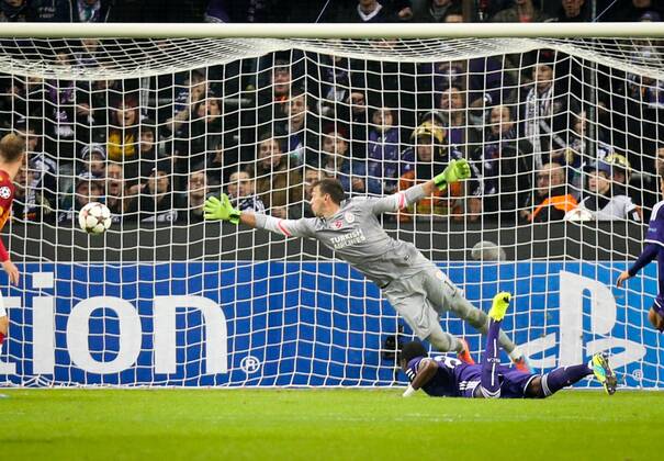 - BRUSSELS, BELGIUM: Anderlecht s Chancel Mbemba scoring the 1-0 goal during a game between Belgian soccer team RSCA Anderlecht and Turkish team Galatasaray, in Brussels, in the Constant Vanden Stock stadium, Wednesday 26 November 2014, on the fifth day of the group stage of the UEFA Champions League competition, in group D. VIRGINIExLEFOUR  x04509537x