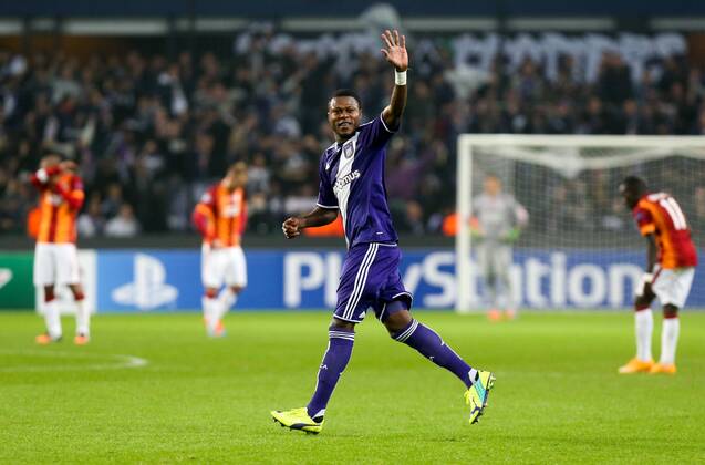 - BRUSSELS, BELGIUM: Anderlecht s Chancel Mbemba celebrates after scoring during a game between Belgian soccer team RSCA Anderlecht and Turkish team Galatasaray, in Brussels, in the Constant Vanden Stock stadium, Wednesday 26 November 2014, on the fifth day of the group stage of the UEFA Champions League competition, in group D. VIRGINIExLEFOUR  x04509554x