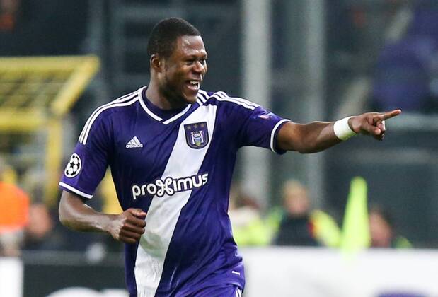 - BRUSSELS, BELGIUM: Anderlecht s Chancel Mbemba celebrates after scoring during a game between Belgian soccer team RSCA Anderlecht and Turkish team Galatasaray, in Brussels, in the Constant Vanden Stock stadium, Wednesday 26 November 2014, on the fifth day of the group stage of the UEFA Champions League competition, in group D. VIRGINIExLEFOUR  x04509558x