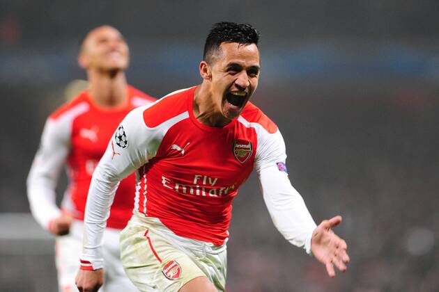 Fussball Champions League Vorrunde 5. Spieltag Arsenal London - Borussia Dortmund am 26.11.2014 im Emirates Stadium in London Jubel bei Alexis Sanchez ( Arsenal ) nach seinem Tor