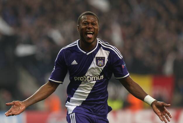 - BRUSSELS, BELGIUM: Anderlecht s Chancel Mbemba celebrates after scoring during a game between Belgian soccer team RSCA Anderlecht and Turkish team Galatasaray, in Brussels, in the Constant Vanden Stock stadium, Wednesday 26 November 2014, on the fifth day of the group stage of the UEFA Champions League competition, in group D. VIRGINIExLEFOUR  x04509626x